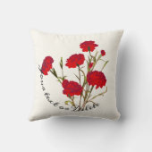 カスタマイズエレガント可能なヴィンテージフローラ赤カーネーション クッション (裏面)