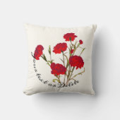 カスタマイズエレガント可能なヴィンテージフローラ赤カーネーション クッション (正面)