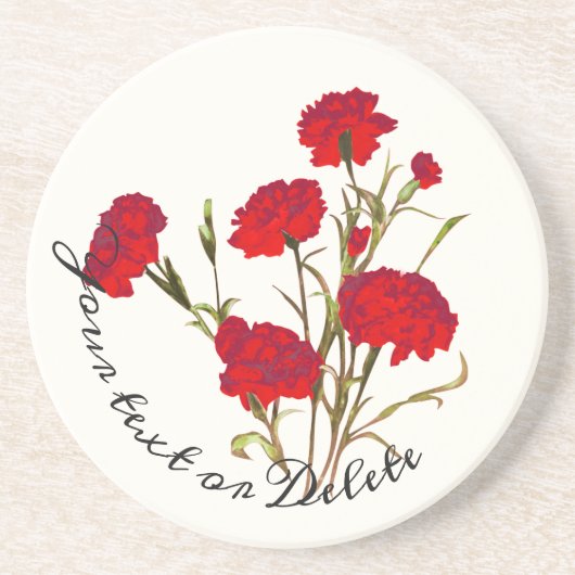 カスタマイズエレガント可能なヴィンテージフローラ赤カーネーション コースター (正面)