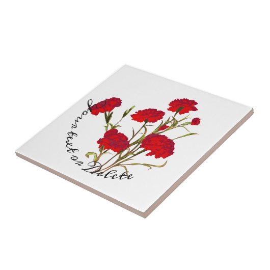 カスタマイズエレガント可能なヴィンテージフローラ赤カーネーション タイル (側面)