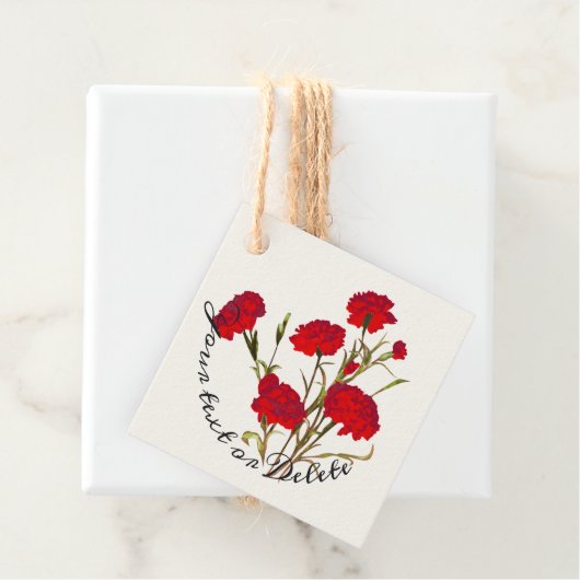 カスタマイズエレガント可能なヴィンテージフローラ赤カーネーション フェイバータグ (インサイチュ)