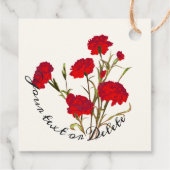 カスタマイズエレガント可能なヴィンテージフローラ赤カーネーション フェイバータグ (裏面)