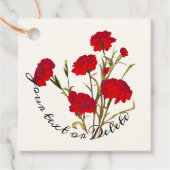 カスタマイズエレガント可能なヴィンテージフローラ赤カーネーション フェイバータグ (正面)