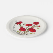 カスタマイズエレガント可能なヴィンテージフローラ赤カーネーション ペーパープレート (アングル)