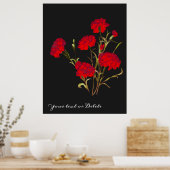 カスタマイズエレガント可能なヴィンテージフローラ赤カーネーション ポスター (キッチン)