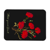 カスタマイズエレガント可能なヴィンテージフローラ赤カーネーション マグネット (横)