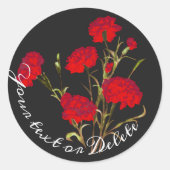 カスタマイズエレガント可能なヴィンテージフローラ赤カーネーション ラウンドシール (正面)