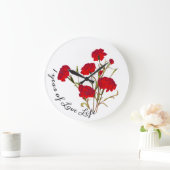 カスタマイズエレガント可能なヴィンテージフローラ赤カーネーション ラージ壁時計 (ホーム)
