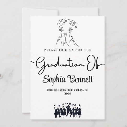 カスタマイズエレガント可能な卒業パーティー招待状 招待状 (正面)