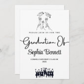 カスタマイズエレガント可能な卒業パーティー招待状 招待状 (正面/裏面)