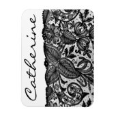 カスタマイズエレガント可能な名前の黒いレース マグネット (縦)