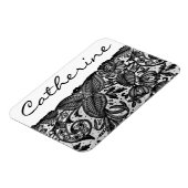 カスタマイズエレガント可能な名前の黒いレース マグネット (左側)