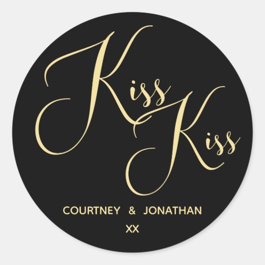 カスタマイズエレガント可能な名前を持つ黒い金ゴールドことわざ ラウンドシール (正面)