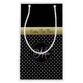 カスタマイズエレガント可能な文字モノグラム白黒 スモールペーパーバッグ (正面)