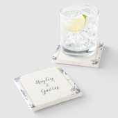 カスタマイズエレガント可能な英語の水結婚色 ストーンコースター (横)