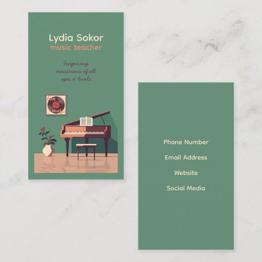カスタマイズエレガント可能な音楽先生名刺 名刺 (正面/裏面)