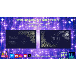 カスタマイズエレガント可能なNavyフローラ名刺9 名刺