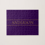 カスタマイズエレガント可能文字 | 金ゴールドと深い紫 ジグソーパズル<br><div class="desc">カスタマイズエレガント可能なレタリング、デザインを自由に編集！</div>