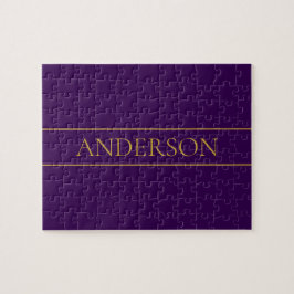 カスタマイズエレガント可能文字 | 金ゴールドと深い紫 ジグソーパズル