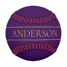 カスタマイズエレガント可能文字 | 金ゴールドと深い紫 野球ボール