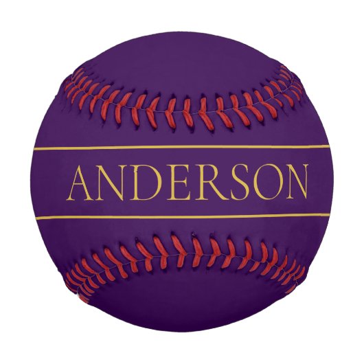 カスタマイズエレガント可能文字 | 金ゴールドと深い紫 野球ボール (正面)