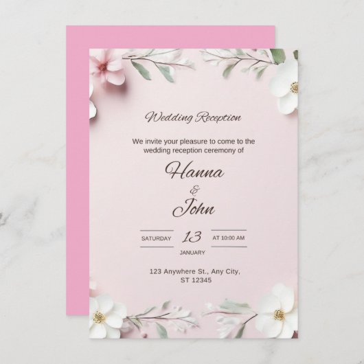 カスタマイズエレガント可能結婚式招待状 招待状 (正面/裏面)