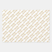 カスタマイズエレガント結婚金ゴールド白 ラッピングペーパーシート (正面3)