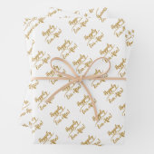 カスタマイズエレガント結婚金ゴールド白 ラッピングペーパーシート (インサイチュ)