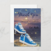 カスタマイズエレガント誕生日スニーカーボールパーティー サンキューカード (正面/裏面)