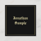 カスタマイズエレガント金ゴールドOld English Scriptテンプレート スクエア名刺 (正面)