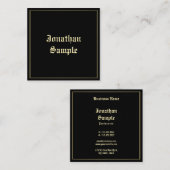 カスタマイズエレガント金ゴールドOld English Scriptテンプレート スクエア名刺 (正面/裏面)