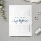 カスタマイズエレガント青フローラ 招待状ベリーバンド