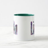 カスタマイズエレガント"リンダ"名、ダークグレーグリーン マグカップ (中央)