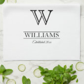 カスタマイズエレガントClassiy Monogramファミリ名 キッチンタオル (折り畳み)