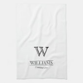 カスタマイズエレガントClassiy Monogramファミリ名 キッチンタオル (縦)
