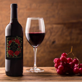 カスタマイズエレガントRed Roses金ゴールド ワインラベル