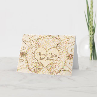 カスタマイズエンジェルウィングとハート サンキューカード