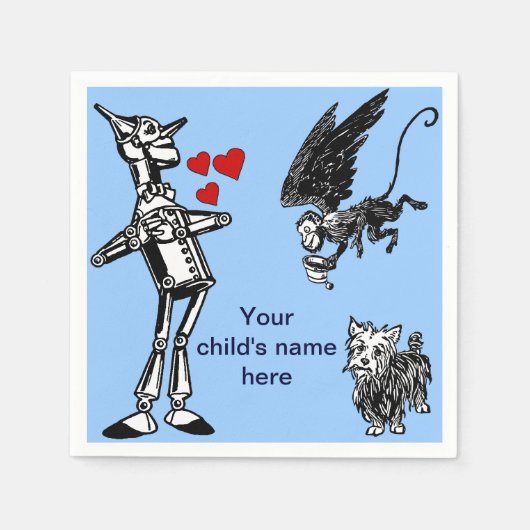 カスタマイズオズ、ブリキの男、トトのサルの魔法使い スタンダードカクテルナプキン (正面)