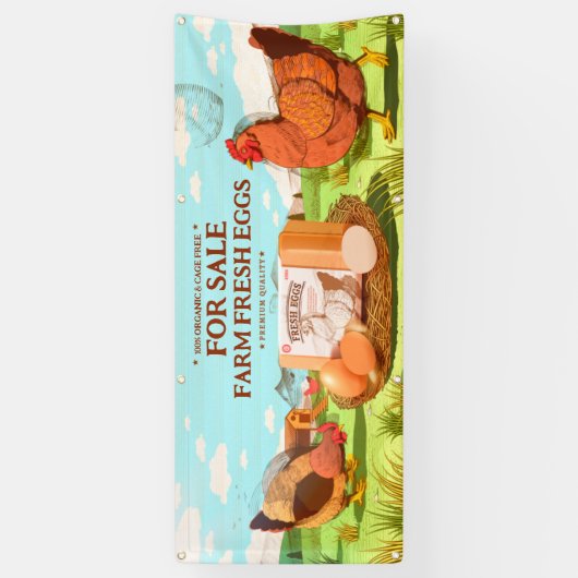 カスタマイズオーガニック農場生卵かごフリー 横断幕 (縦)