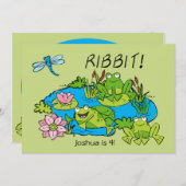 カスタマイズカエルの池の誕生日の招待状 招待状 (正面/裏面)