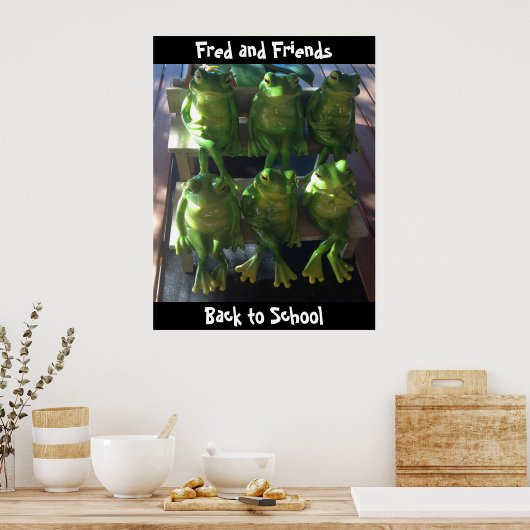 カスタマイズカエル新学期 ポスター (キッチン)