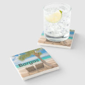 カスタマイズカスタムな熱帯ビーチのコースター ストーンコースター (横)