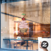 カスタマイズカップケーキベーカリーショップのフロント ウィンドウサイン (カフェ窓)