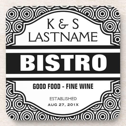 カスタマイズカップルのビストロのレストランの印 コースター (正面)