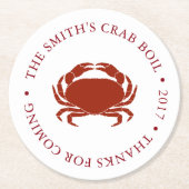 カスタマイズカニ|のシーフードの沸騰 ラウンドペーパーコースター (正面)