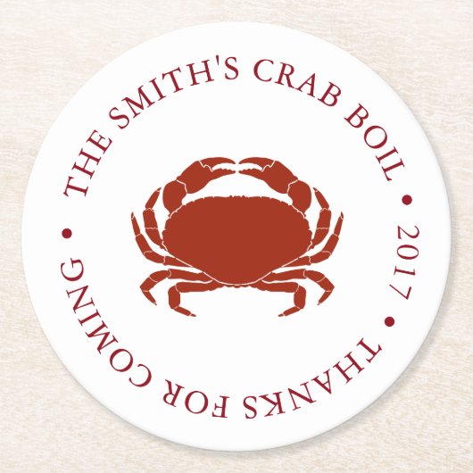 カスタマイズカニ|のシーフードの沸騰 ラウンドペーパーコースター (正面)