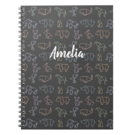 カスタマイズカラフル可能なジオメトリ折り紙の動物 ノートブック