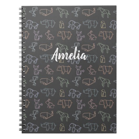 カスタマイズカラフル可能なジオメトリ折り紙の動物 ノートブック (正面)