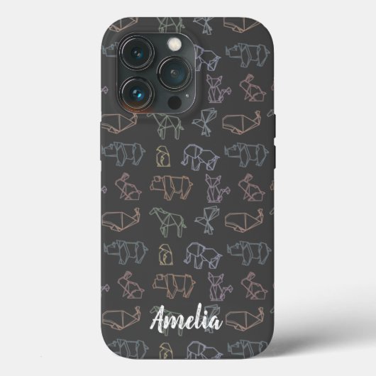 カスタマイズカラフル可能なジオメトリ折り紙の動物 Case-Mate iPhoneケース (裏面)