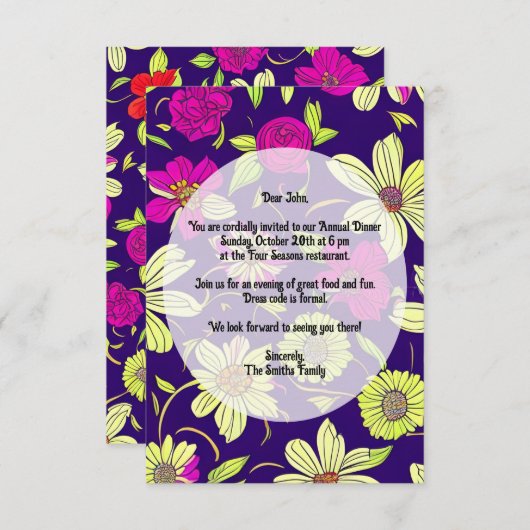 カスタマイズカラフル可能なフローラ招待状カード 招待状 (正面/裏面)